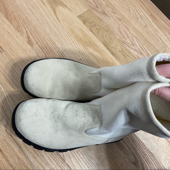 Lands End White Faux Shearling Lined Boots 6B - Picture 6 of 7